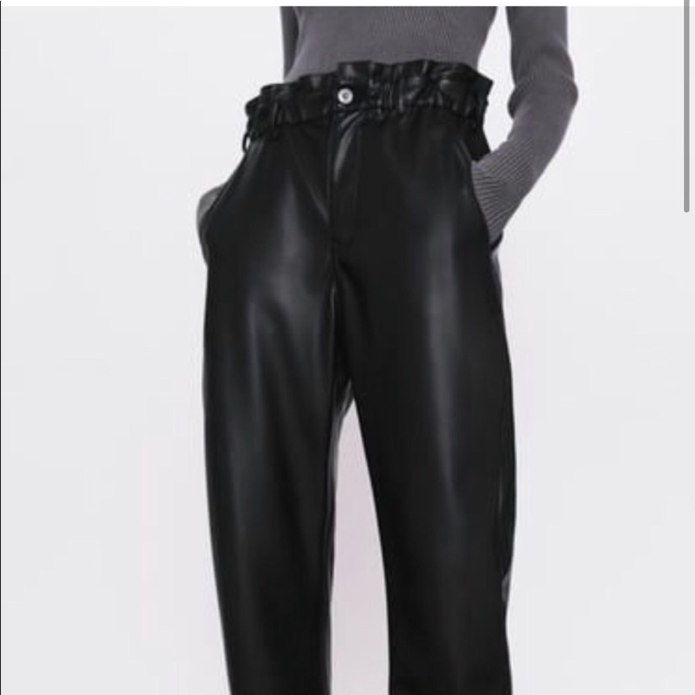 NEW ZARA BAGGY FAUX LEATHER PANTS
